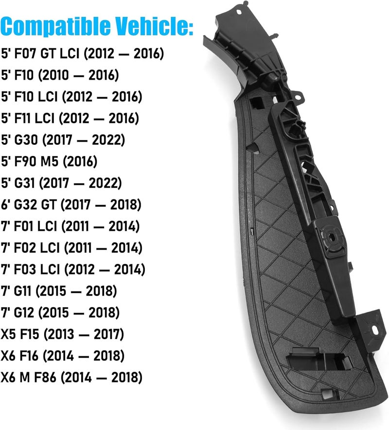 Jaronx Compatible with BMW Front Seat Track Rail Cover for 5' F07 F10 F11 G30 G31/6' G32/7' F01 F02 F03 G11 G12/X5 F15/X6 F16 F86, Support Seating Track Rail Cover Side Bracket for 52107317458 (Right) - Image 3